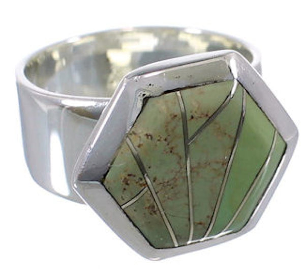 Southwestern Sturdy Turquoise Inlay Ring Size 8-1/4 EX40533